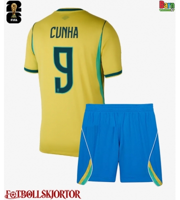 Brasilien Matheus Cunha #9 Hemmakläder Barn VM 2026 Kortärmad (+ Korta byxor)